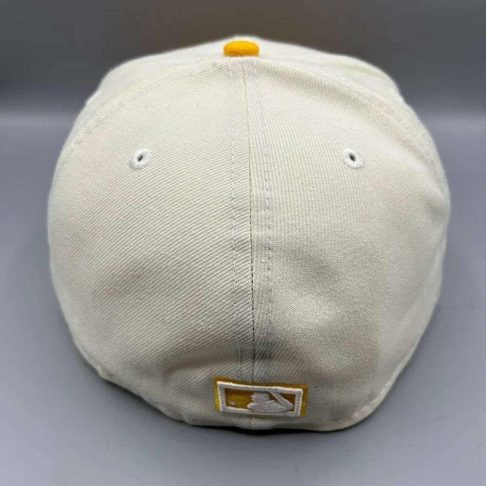 San Diego‎ Padres Hat Men 7 3/8 White Yellow 59Fifty New Era MLB Fitted Cap